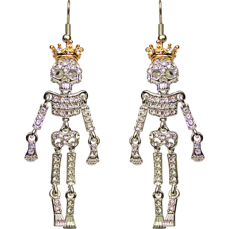 Skeleton Queen French Wire Earrings (Silvertone)