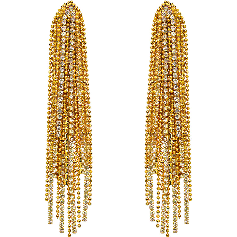 Crystal Shower Chandelier Pierced Earrings (Goldtone)