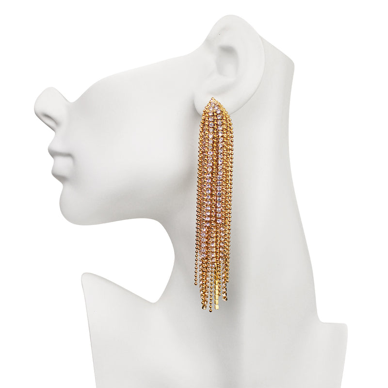 Crystal Shower Chandelier Pierced Earrings (Goldtone)