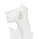 Crystal CZ Open Teardrop Pierced Earrings (Goldtone)