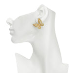 Crystal CZ Baguette Butterfly Pierced Earrings (Goldtone)