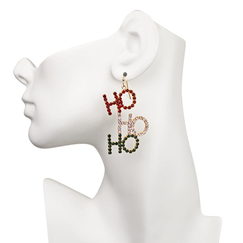 Ho Ho Ho Holiday French Wire Earrings (Goldtone)
