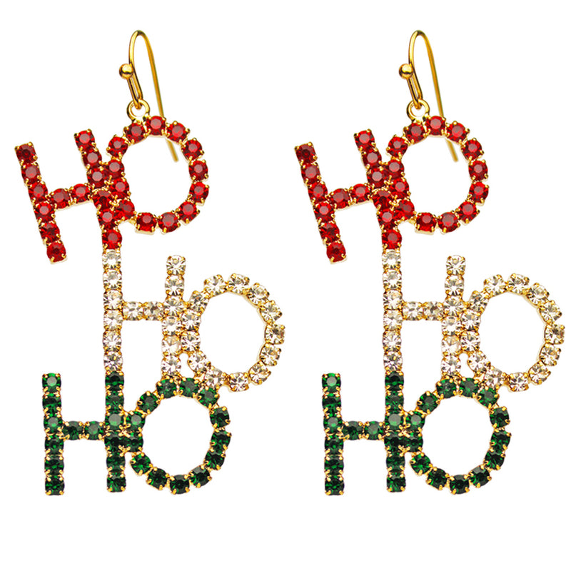 Ho Ho Ho Holiday French Wire Earrings (Goldtone)