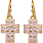 Crystal Ice Cross French Wire Earrings (Goldtone)