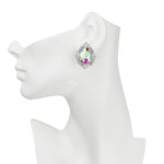 Crystal CZ Glamorous Teardrop Pierced Earrings (Sterling Silvertone)