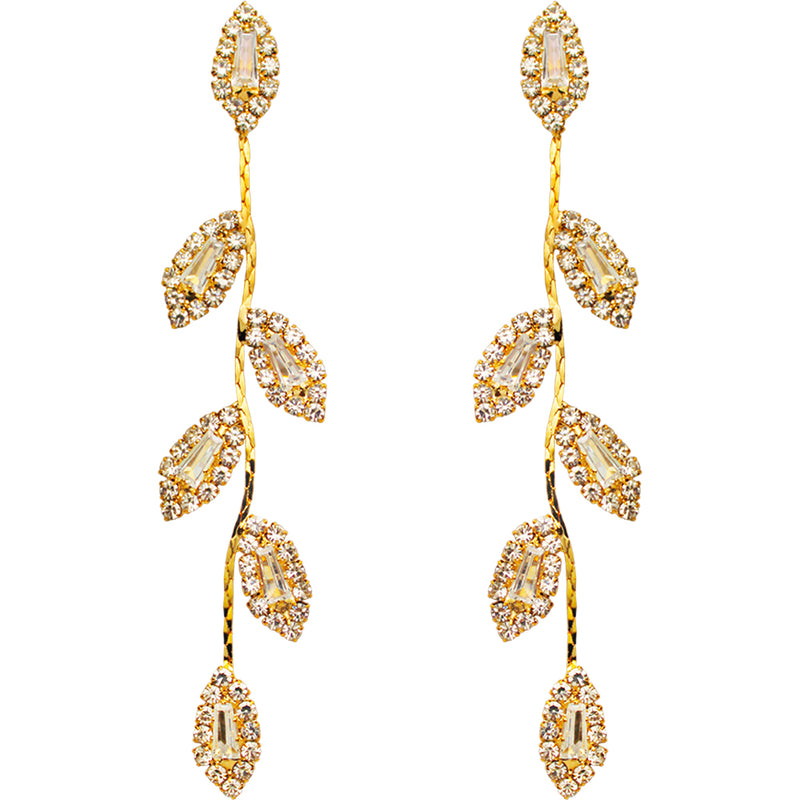 Fairyland Crystal CZ Leaf Pierced Earrings