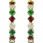 Holiday Cheer CZ Hoop Pierced Earrings (Goldtone)