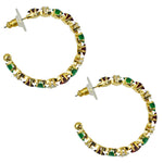 Holiday Cheer CZ Hoop Pierced Earrings (Goldtone)