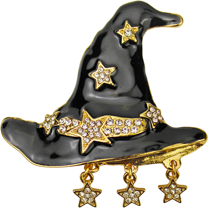 Starry Night Witch Hat Pin (Goldtone)