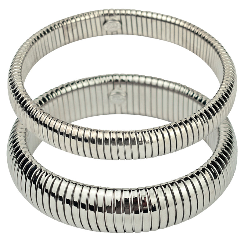 Cobra Stretch Bracelet Set of 2 (Silvertone)