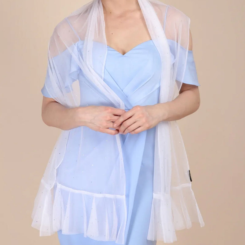 Twilight Garden Sheer Crystal Scarf (White)