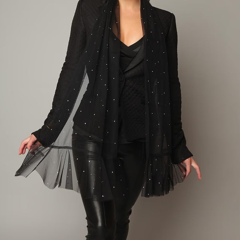 Twilight Garden Sheer Crystal Scarf (Jet)