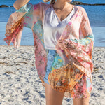 Mystical Garden Ruffle Sleeve Kimono (Peachpuff)