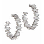 Hestia Inside and Out CZ Medium Hoop Pierced Earrings (Silvertone)
