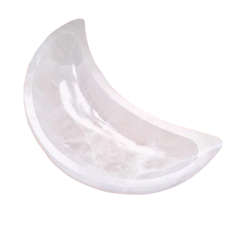 Selenite Crystal Crescent Moon Dish