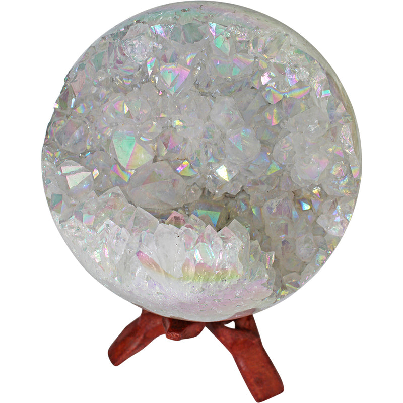 Love Spell Aura Amethyst Quartz Crystal Geode Sphere with Stand