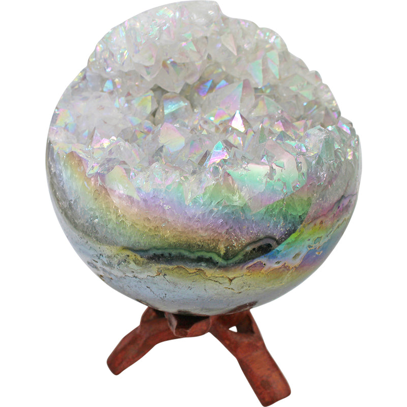 Love Spell Aura Amethyst Quartz Crystal Geode Sphere with Stand