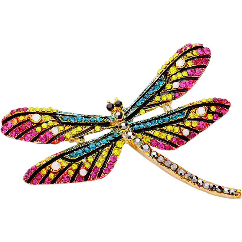 Dreamy Delight Dragonfly Pin (Goldtone/Multi)