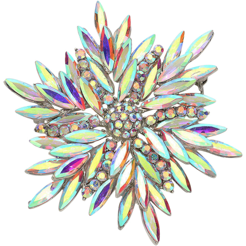 Flirty Romance Marquise Flower Pin (Silvertone/Crystal AB)