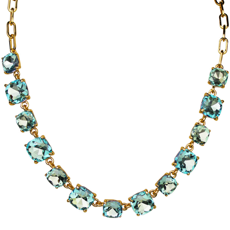 Day Dreamer Crystal Cushion Cut Necklace (Goldtone/Lt. Aqua AB)