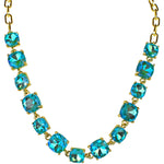 Day Dreamer Crystal Cushion Cut Necklace (Goldtone/Aqua AB)