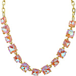 Day Dreamer Crystal Cushion Cut Necklace (Goldtone/Pink AB)