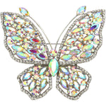 Just Take It Breezy Butterfly Pin (Sterling Silvertone/Crystal Auroa Borealis)