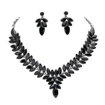 Cast A Spell Necklace & Pierced Earrings Set (Silvertone/Jet)