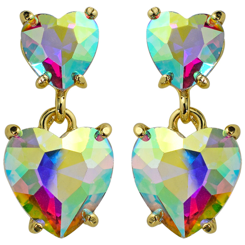 Beloved Crystal Heart Pierced Earrings (Goldtone/Crystal AB)