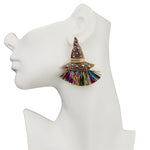 All Hallows Eve Witch Hat Pierced Earrings (Goldtone)