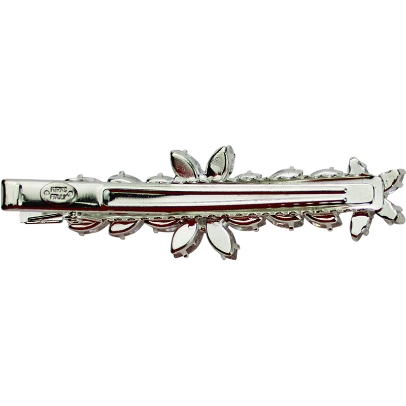 Garden Party CZ Hair Clip (Sterling Silvertone/Crystal)