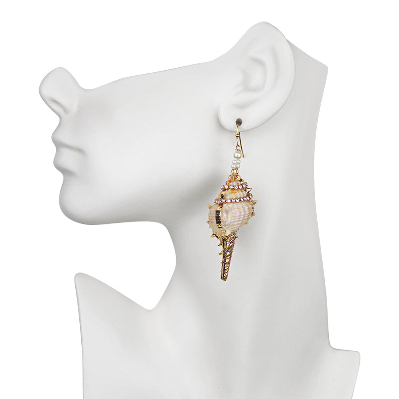 Crystal Atlantis Natural Shell French Wire Earrings (Goldtone)