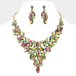 Twilight Garden Necklace & Pierced Earrings Set (Goldtone/Vitrail)
