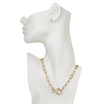San Tropez CZ Lobster Claw Paper Clip Add A Charm Necklace (Goldtone)