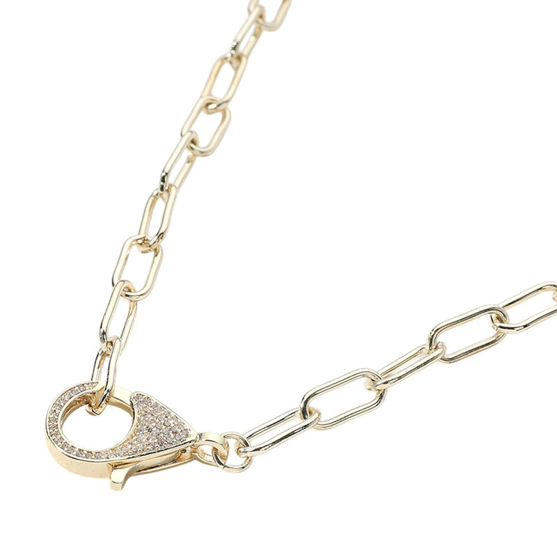 San Tropez CZ Lobster Claw Paper Clip Add A Charm Necklace (Goldtone)