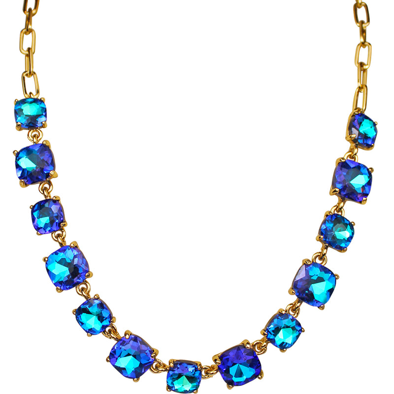 Day Dreamer Crystal Cushion Cut Necklace (Goldtone/Mystic Blue