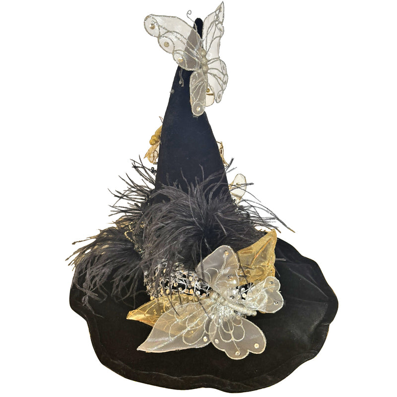 Butterfly Enchanted Garden Witch Hat With Free Black Feather Fan