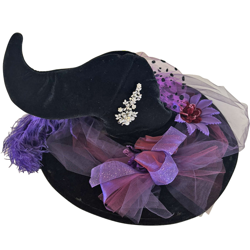Diva Purple Passion Witch Hat With Free Black Feather Fan