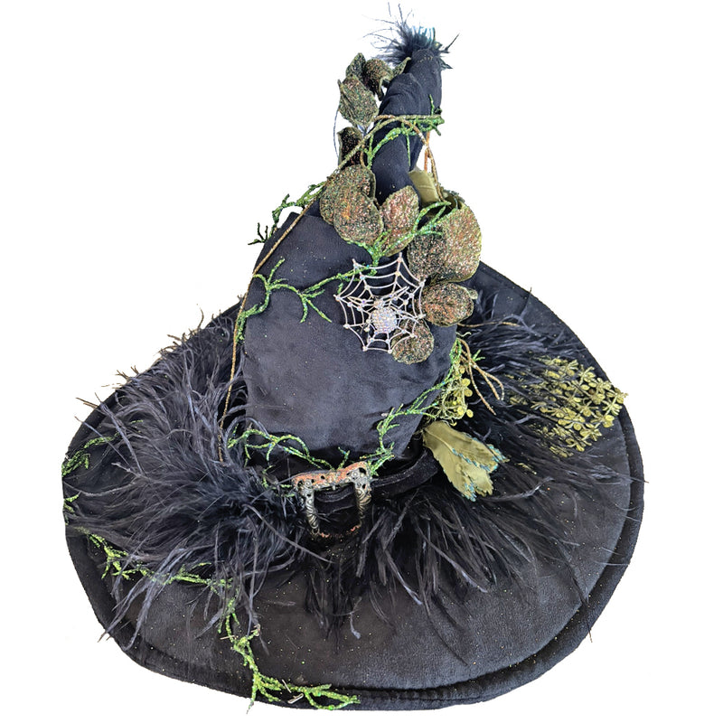 Enchanted Forest Witch Hat With Free Black Feather Fan