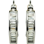 Magic Memories Tapered Baguette CZ Hoop Pierced Earrings (Silvertone/Icy Clear Crystal)