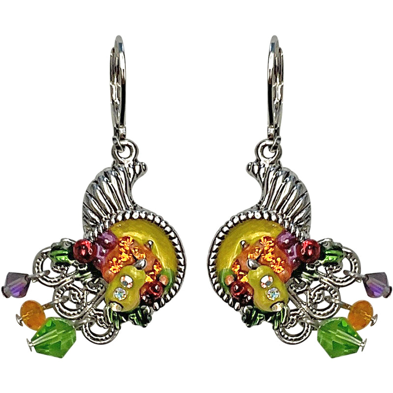 "One Of A Kind" Cornucopia Leverback Earrings (Silvertone)