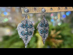 Lucious Leaf White and Blue Diamond Earrings