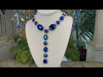 Glamour Queen Necklace & Pierced Earrings Set (Goldtone/Blue Sphinx)