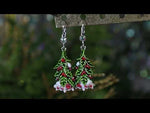 Holiday Holly Berry Tree Leverback Earrings (Sterling Silvertone)