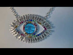 Glass Seaview Moon Angel Eye Necklace (Sterling Silvertone)