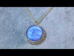 Love Never Dies Glass Seaview Moon Locket Necklace (Goldtone/Tanzanite AB)