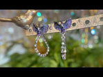 Crystal Raven Back To Front Pierced Earrings (Silver Ox)