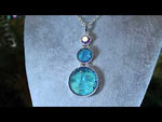 Mystic Goddess Seaview Moon Necklace (Sterling Silvertone/Mystic Blue Sphnix)