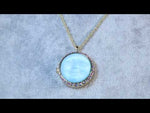 Love Never Dies Glass Seaview Moon Locket Necklace (Goldtone/Sapphire AB)