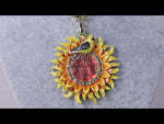 Sunflower Goddess Illusion Open Ring Charm Necklace (Goldtone/Sunset)